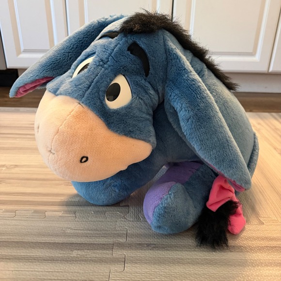 Disney Other - Disney Eeyore Plush Mattel Large Blue Pink Bow Detachable Tail Vintage 90s FLAW